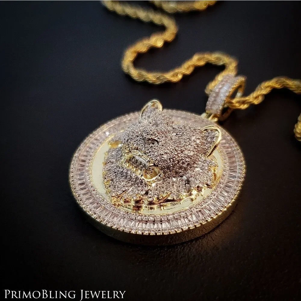 Bust Down Lion medallion necklace